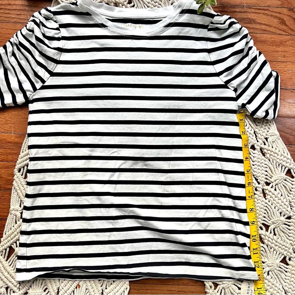 kate spade | Rouched Sleeve Striped Tee - Picture 4 of 7